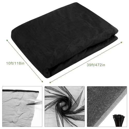 39 x 10 Ft Mosquito Netting, Garden Insect Bird Netting for Patio, Black - color: Black