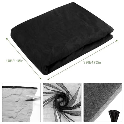 39 x 10 Ft Mosquito Netting, Garden Insect Bird Netting for Patio, Black - color: Black