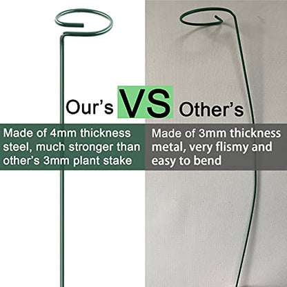 HiGift 10 Pack 24 inch Plant Stakes and Supports, Metal Flower Stakes for Potted Plant Indoor, Garden Stakes for Tall Plant Single Stem Flowers Amaryllis Tomatoes Peony Lily Rose (61 cm Long) - size: 24 Inch-10 Pack
