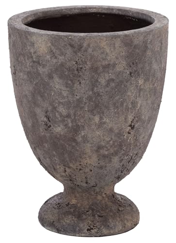 SAFAVIEH Outdoor - Ella Planter Pot with Drainage - Antique Brown Ficonstone Cement - Weather Resistant - Ideal for Patio, Garden, Backyard, 14.2" Wx 14.2" D x 18.1" H (PAT1549A) - color: Antique Brown