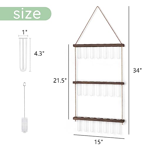 Mkono Plant Propagation Station, 3 Tier Large Brown Wall Hanging Vase Tubes - color: Brown, size: Large