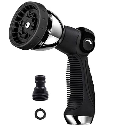 Garden Hose Nozzle Spray Nozzle,10 Hose Metal Duty Watering Patterns Thumb Control On Off Valve, High Pressure Nozzle Sprayer for Watering Plants, Car Wash,Cleaning,Showering Pets - color: Black