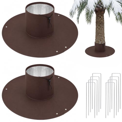 Adnee 2Pcs Palm Tree Root Protectors, 3-Layer Winter Tree Root Frost Covers - color: Coffee