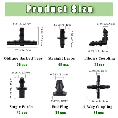 220Pcs Barbed Connectors Irrigation Fittings Kit - size: 220PCS
