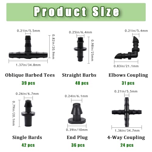 220Pcs Barbed Connectors Irrigation Fittings Kit - size: 220PCS