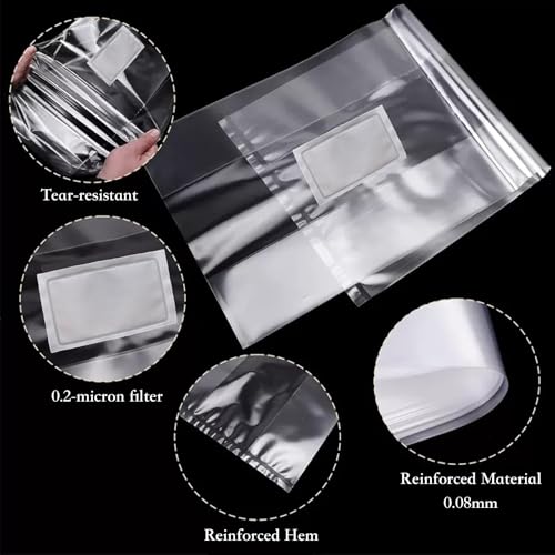 Sealable Mushroom Grow Bags with 0.2 Micron Filter,10''x5.5''x24'',0.08mm/3.15mil Thick PP,Extra Large Size Transparent Cultivation Bags for Commercial & Home Use (25PCS)