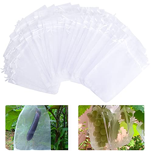 8x12 in 100 Pcs Penetrating Light Fruit Protection Bags,Organza Netting Bag - color: White, size: 8 x 12 Inch