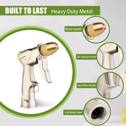 All-Metal Garden Hose Nozzle, Multiple Adjustable Spray Patterns