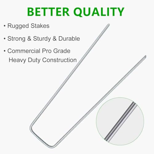 100 Pack Garden Stakes, U-Shaped Tent Stakes, Galvanized Landscape Staples, Ground Stakes, for Landscaping Securing Weed Barrier Fabric, Irrigation Tubing, Holding Fence, Tarpaulin - size: 100pcs