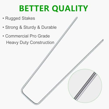 25 Pack Garden Stakes, U-Shaped Tent Stakes, Galvanized Landscape Staples, Ground Stakes, for Landscaping Securing Weed Barrier Fabric, Irrigation Tubing, Holding Fence, Tarpaulin - size: 25pcs