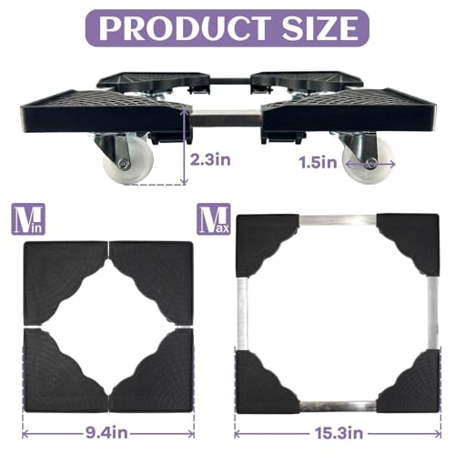 7-15 in Rolling Plant Caddy with Wheels for Indoor Outdoor Pots Black Patio