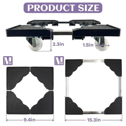 7-15 in Rolling Plant Caddy with Wheels for Indoor Outdoor Pots Black Patio