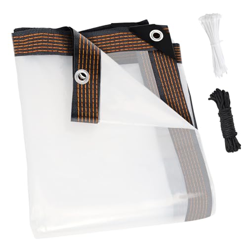 8x10FT Heavy Duty Clear Waterproof Tarp,Outdoor Garden Rainproof Covering - size: 8 x 10 FT