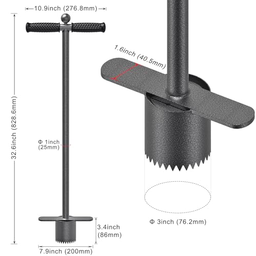 Dolibest Sod Plugger Tool, Grass Plugger Tool with Dual Pedals, Bulb Planter W/Sharp Serrations and Non-Slip Soft Grip Handle, for Lawn Planting Bulbs and Grass Repair (No Assembly) - color: Black G- 3'' depth