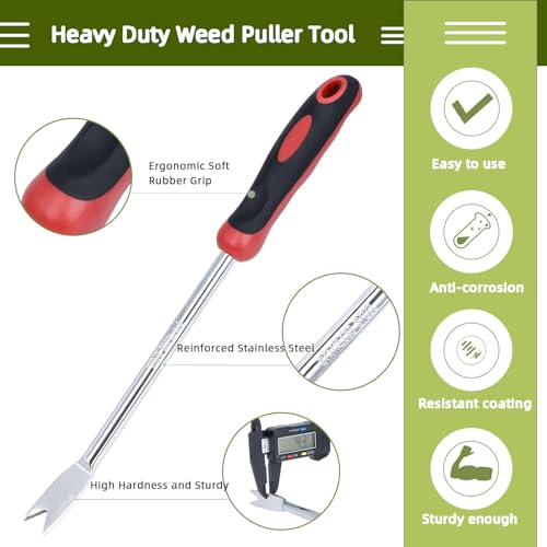 Weed Puller Tool, Dandelion Weeder Puller Tool with Soft Handle