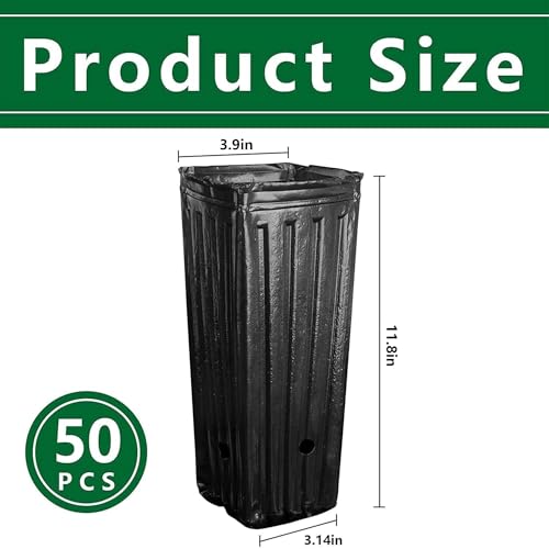 RunNico 50pcs Plastic Deep Plant Nursery Pots,11.8”Tall Tree Pots,Black Deep Seedling Container Pots with Drainage Holes for Indoor Outdoor Gardening (3.9" Wx11.8 H) - color: 3.9"wx11.8"h