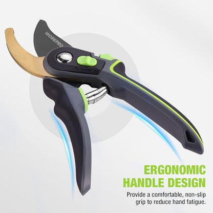WORKPRO Pruning Shears, Garden Clippers with Titanium Coated, 9" Bypass