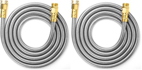 UNCO- Metal Garden Hose, 10 Feet Stainless Steel No Kink, Durable Flexible (Pack of 2) - color: Silver, size: 10 ft (Pack of 2)