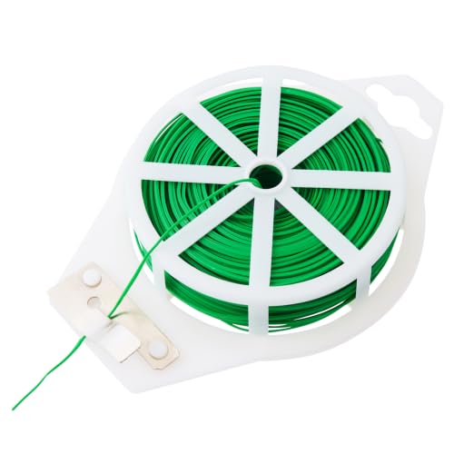 Twist Ties, 328 ft, Green Cable tie roll with Cutter, Reusable, Suitable for Gardening Plant Growth Care, Office and Home Cable and Bag Organization