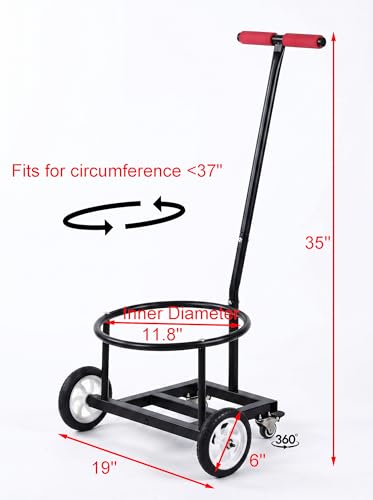 Heavy Duty 4-Wheel Bucket Cart, Carbon Steel Utility Truck with Lockable Wheels, Effortless Mover for Water Bottles, Buckets, Gas Cylinders & Flower Pots, for Home, Garden & Work