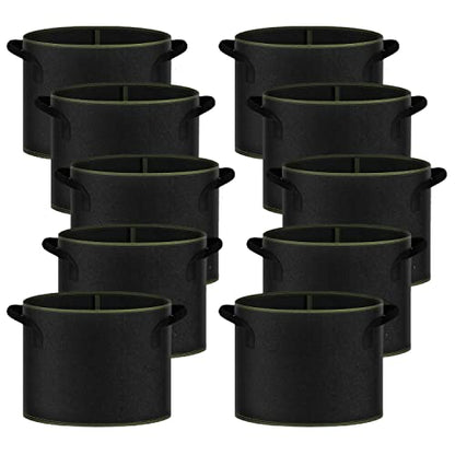 iPower 7-Gallon 10-Pack Grow Bag Thickened Nonwoven Fabric Pots Heavy Duty Aeration Container with Strap Handles for Garden and Planting Vegetable Flowers, Black with Green Stitch Sewing - color: Green, size: 7 Gallon