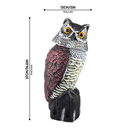 Plastic Owl Statue Decoys for Bird Control - Owl Scarecrow with Rotating Head for Garden, Yard and Outdoor Use | Scare Birds