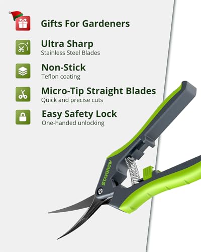 Gardening Scissors, Sharp Plant Trimming Scissors 2 Pack - size: 6.5 Inch Curved & 8.5" Bypass