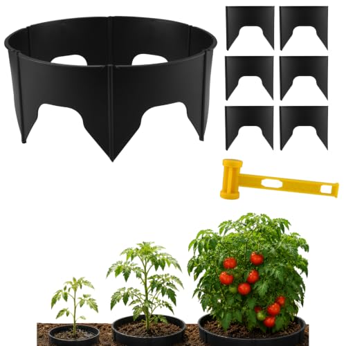 Evelyne 48 Pcs Adjustable Planting Grow Rings, Interlocking Garden Plant Rings, Spliceable Plant Circle Rings for Deep Watering, Soil Moisture Retention, Vegetables, Herbs, Flowers (48, Black) - color: Black