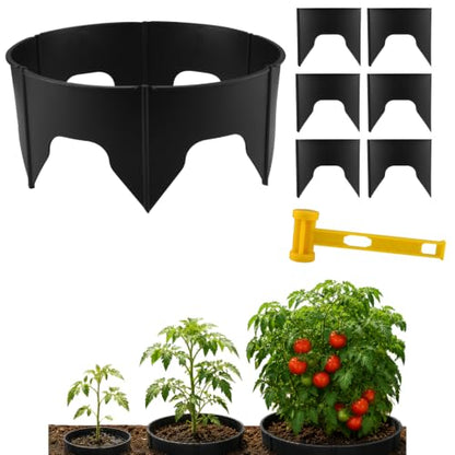 Evelyne 48 Pcs Adjustable Planting Grow Rings, Interlocking Garden Plant Rings, Spliceable Plant Circle Rings for Deep Watering, Soil Moisture Retention, Vegetables, Herbs, Flowers (48, Black) - color: Black