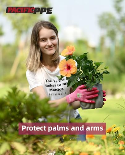 PACIFIC PPE 6 Pairs Gardening Gloves for women, Latex Coated Garden Gloves, Breathable, Medium Size fits Most, Rose Red - color: Rose Red, size: Medium (Pack of 6)