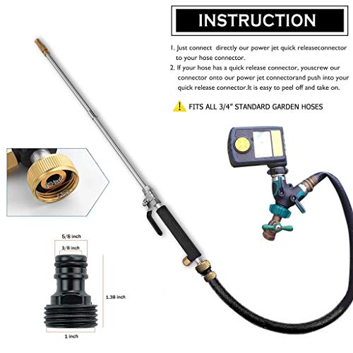 Power Washer Hose Attachment, Pressure Washer Wand Nozzle for Garden Hose - color: Black