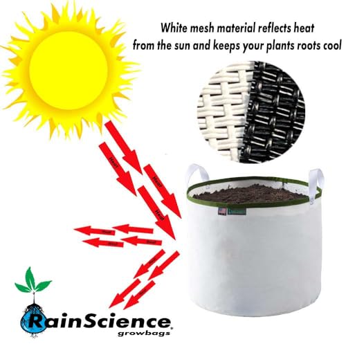 White Grow Bag - 25 Gallon, Planting Pots - Plant Grow Bags Pots Gardening Vegetable - Air Pruning Mesh Fabric Plant Container - with Handles - color: White/Odgreen, size: 25 Gallon