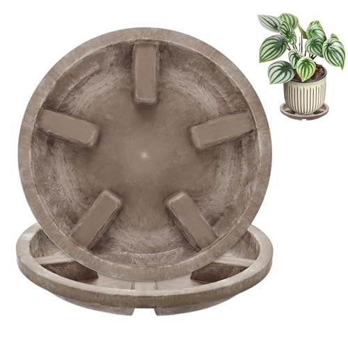 M METERXITY 2-Pack Plant Saucers, 6 Inch OD Anti-Rot Root Resin Flower Pot Plant Saucers for Indoor/Outdoor, Flowerpot Drip Tray [4.7 Inch ID, Coffee] - color: Coffee, size: 6 Inch OD