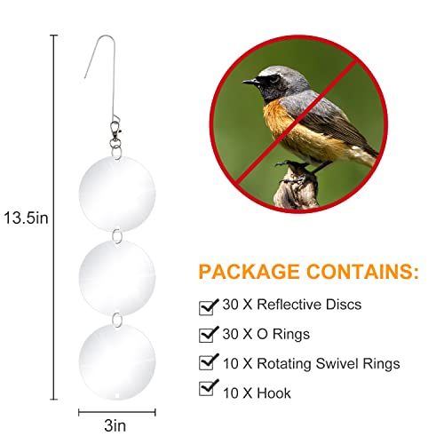 XPCARE Bird Scare Discs Set, 30 Pcs Reflective Double-Sided Bird Reflectors