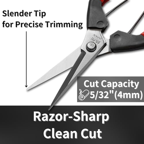 Japanese Garden Shears 7.2" for Plants - Trimming Scissors Precision Pruning Shears with Pointed Tips - Sharp Japanese Stainless Steel Blade & Spring Loaded Handle - Made in Japan - style: Trimming