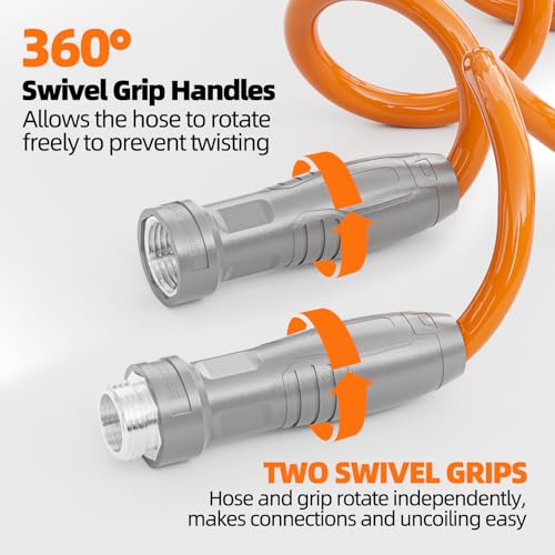 SPECILITE 3/8" Lightweight Coil Garden Hose 100 FT, EVA Flexible Water Hose - color: Orange, size: 100FT