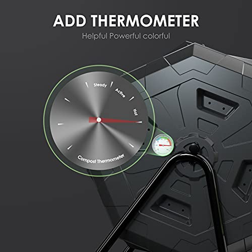 SQUEEZE master Large Compost Tumbler Bin - Outdoor Garden Rotating with Thermometer -Automatic Temperature Measurement-Sturdy Steel Frame - 43Gallon (2-21.5Gal)- Green Door - color: Green