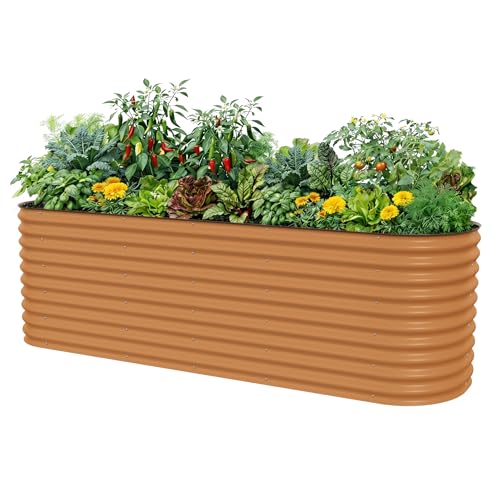 32" Extra Tall Raised Garden Bed Kits, 4 x 8 x 2.7ft Raised Planter Box Outdoor, 2.5 x 9.5 x 2.7ft Deep Root 10 in 1 Modular Metal Raised Beds for Gardening Vegetables Flowers Fruits - Terra Cotta - color: Terra Cotta, size: 10IN1 Modular