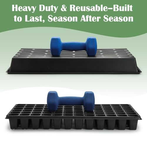 RooTrimmer 10 Pack 1020 Trays No Holes and 10 Pack 72 Cell Seed Starter Tray, 20" x 10" - Heavy Duty Reusable Plastic Seed Starter Kit for Microgreens, Seed Germination & Plant Propagation (10 Sets) - size: 72 Cells-Deep