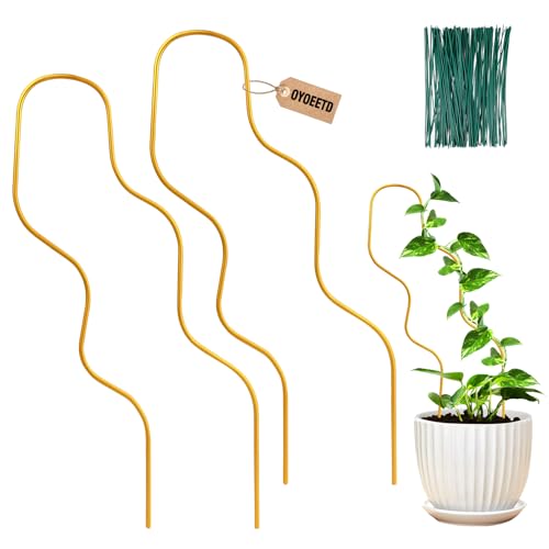 13.4 Inch Small Trellis for Potted Plants, Metal Plant Trellis Indoor - color: Wave-Metal