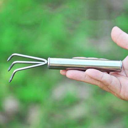 Mini Stainless Steel Soil Cultivator Hand Rake,Compact Garden Rake Tool,Handheld Soil Comb Tool for Indoor Plants,Succulent Cactus Soil Loosening Aeration Accessory for Balcony Container Gardening
