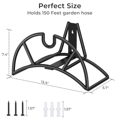 TomCare Garden Hose Holder Wall Mount, 150FT Capacity Water Hose Hanger - color: All Balck, size: Standard
