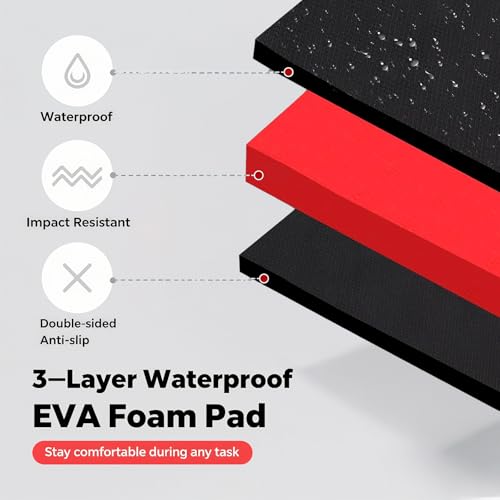 Foldable Mechanic Kneeling Pad, 46.46''x19.29'' Extra Large Creeper Mat for Ground, Waterproof, Oil-Resistant Padded Support for Under Car Maintenance, Garage Floor, and Motorcycle Repair