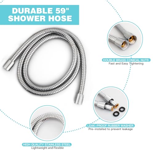 JDO High‑Pressure 6‑Setting Handheld Shower Head, 4.7 Inch Chrome Premium - color: Chrome 2, style: 6 Modes