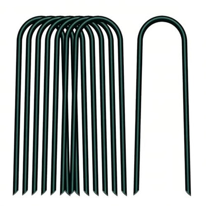 6 inch 25 Pack U Shape Green Garden Stakes,11 Gauge Garden Pins,U-Shaped Tent Stakes,Galvanized Landscape Staples for Yard Lawn,Tube, Landscape Fabrics,Irrigation Hose and Weed Barriers - color: green, size: 6in