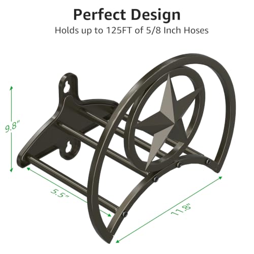 GOFORWILD Garden Hose Holder, Decorative Hose Butler Sturdy Water Hose Rack, Durable Wall Hose Hanger, Holds 125-Feet of 5/8-Inch Hose, Hose Reel, Made of Gauge Steel (9.8)