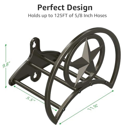 GOFORWILD Garden Hose Holder, Decorative Hose Butler Sturdy Water Hose Rack, Durable Wall Hose Hanger, Holds 125-Feet of 5/8-Inch Hose, Hose Reel, Made of Gauge Steel (9.8)