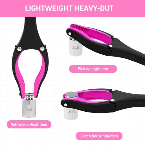 2 Pack 32 inch GrabRunner Reacher Grabber Tool with Strong Magnetic and Swivel Head (New Pink) - color: Rose Pink(pack of 2)