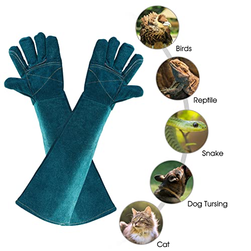 AOWPFVV Animal Handling Gloves Bite Proof for Dogs,Cats, 23.6in Medium - color: A-dark Green Size Medium(23.6in)