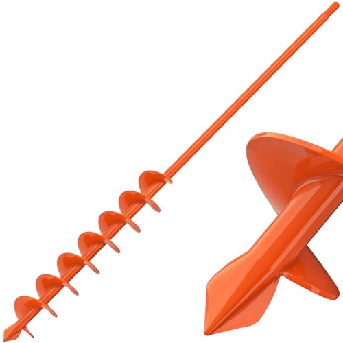 Insaga Auger Drill Bit for Planting 2x32 Inch, Heavy Duty Garden Earth Auger with Safety Edges & Orange Anti-Rust Coating, Compatible with Cordless Drills for Clay/Rocky Soil/Sandy Lawn (Hex Shank) - size: 2x32''